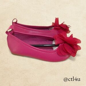 Solid Fuchsia Flats with Flower Toddler Size 5